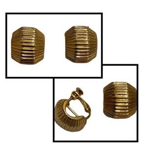 Vintage Napier Goldtone Clip Earrings With Safety Screw Backs